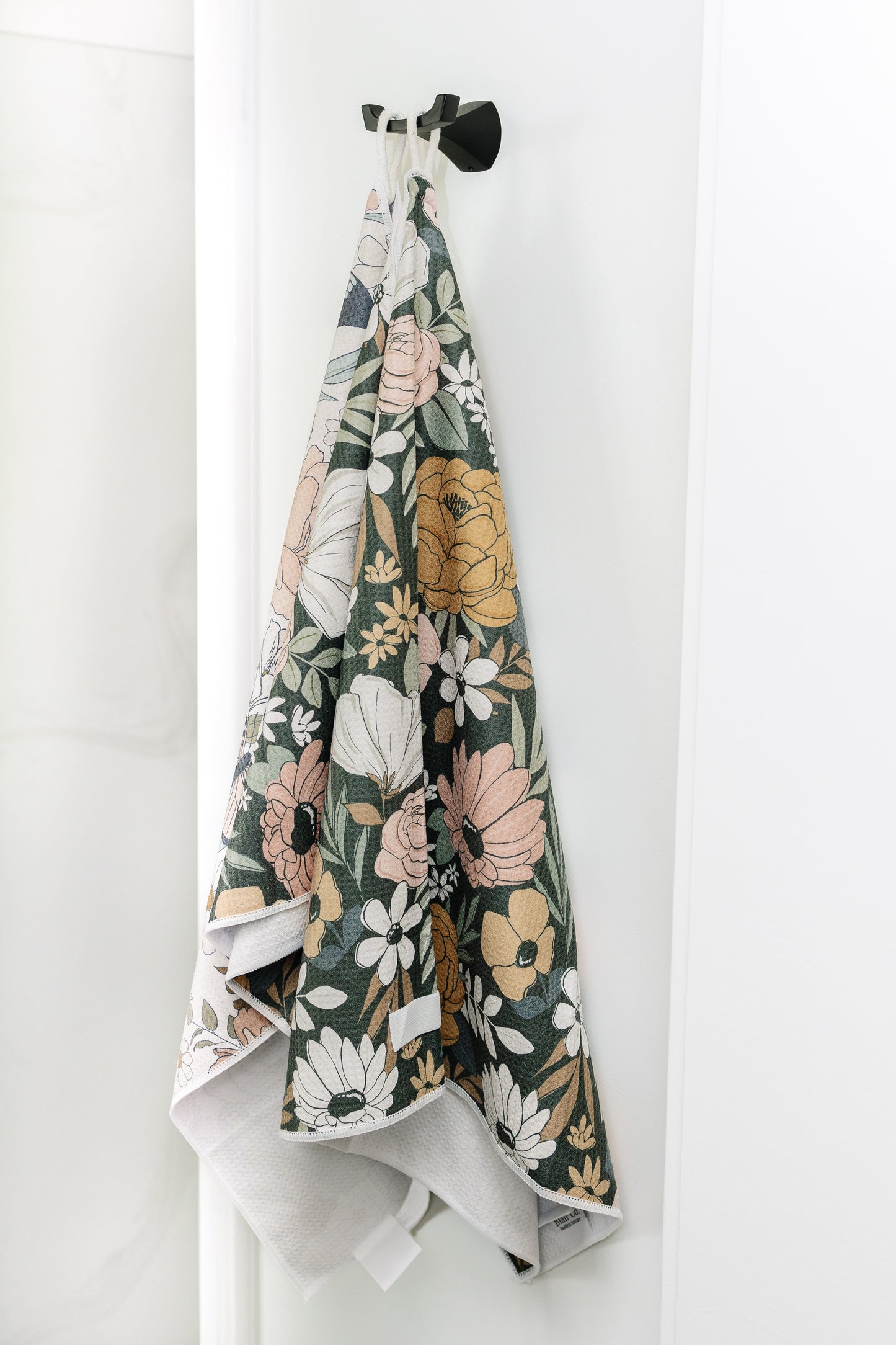 Dark Floral Microfiber Hair Towel