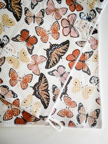 Dark Floral Microfiber Hair Towel