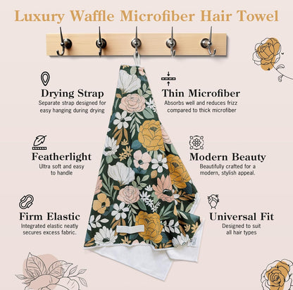 Dark Floral Microfiber Hair Towel